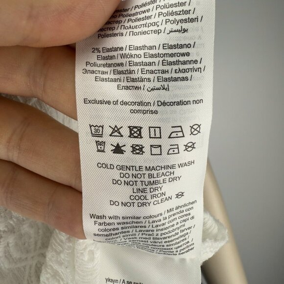 ONLY Eyelet Cottagecore Puff Sleeves Openback Round Neck Boho White Lace Top Mβ - Picture 9 of 10